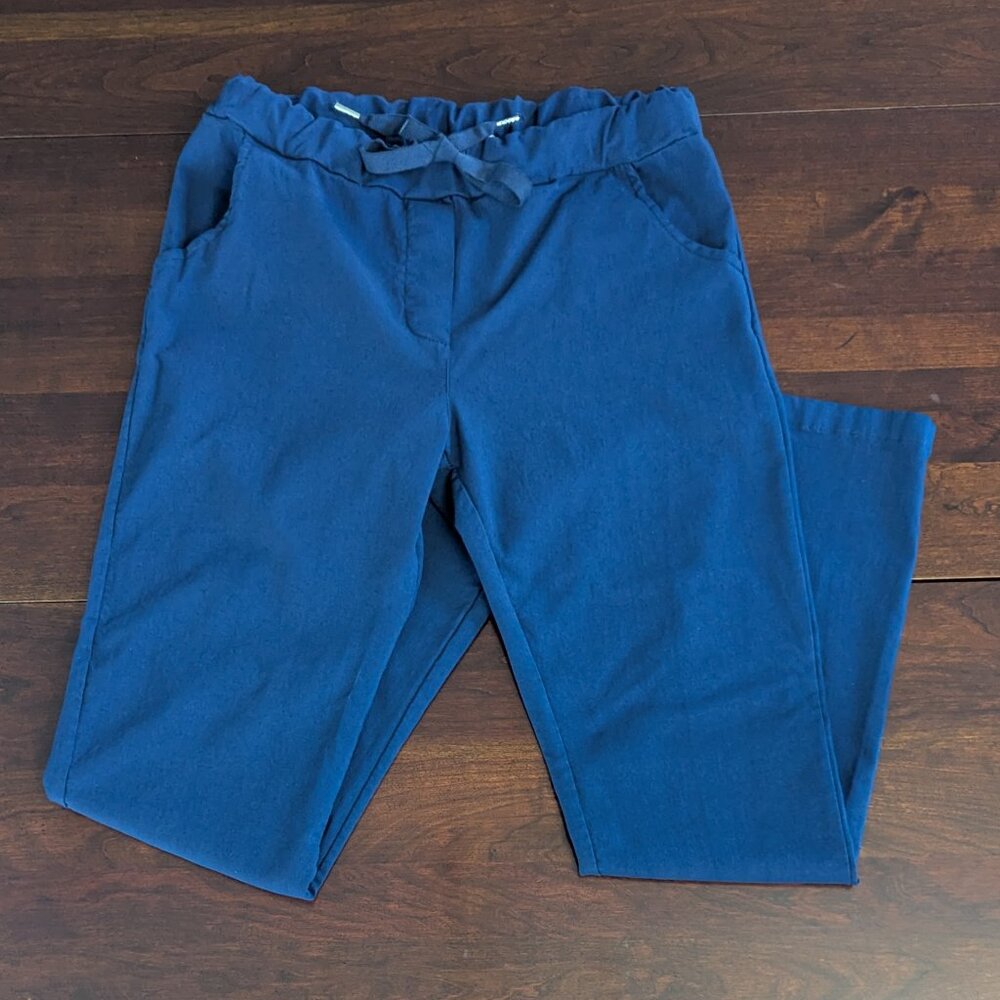 Tina Stephens OS Italy Navy Blue Drawstring Pants Comfort Minimalist Capsule